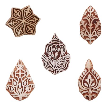 Set of 5 Piece New Mix Wooden Printing Blocks